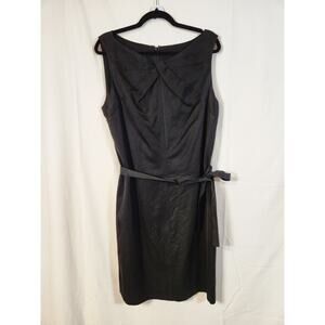 Talbots $189 Size 16 Black Twist Front Lined Textured Sheath Cocktail Dress